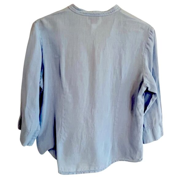 Talbots Womens Irish Linen Button Up Top Size MP Beach Preppy Casual Travel - Picture 2 of 6